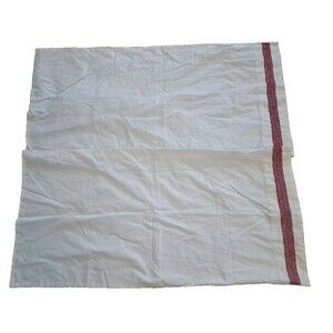 Organic Cotton Blend King Pillowcases Crate & Barrel White Red Stitch Trim